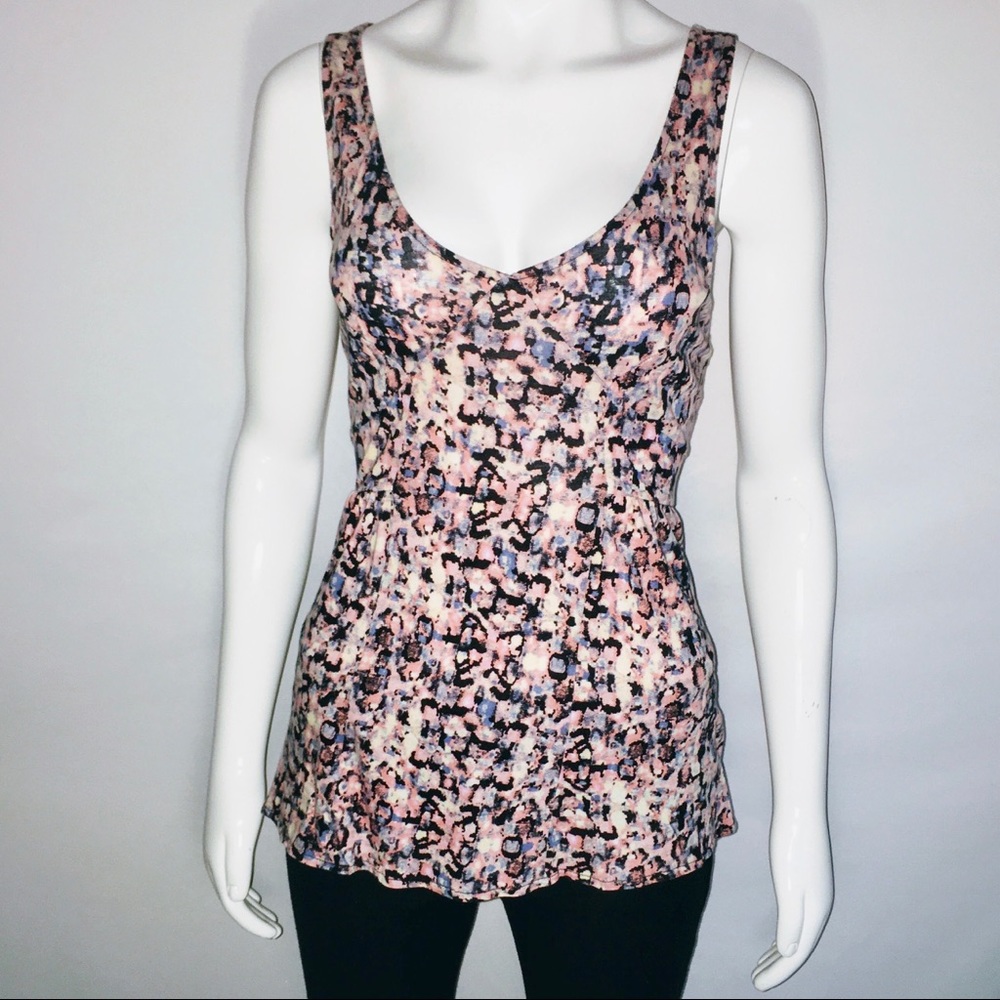 Silence + Noise Sz M Paint Peplum Racerback Top